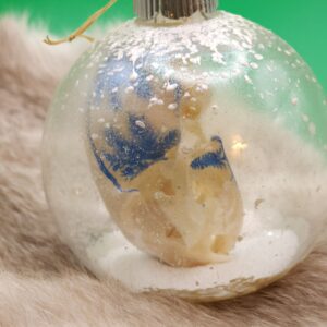 Snowy Cat Skull Ornament