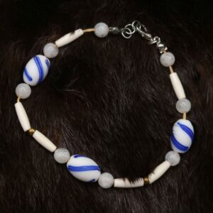 Blue and White Bone Bracelet