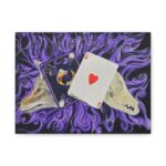 Pokerface — Coyote & Ace of Hearts Canvas Wall Art | Surreal Purple Swirls Original Art